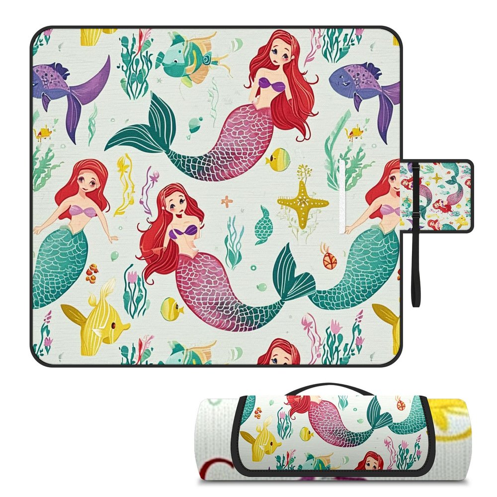 AQUNNEW Luxury Outdoor Picnic Blanket Extra-Large Waterproof Foldable Beach Mat Ideal for Picnics, Beaches and Outdoor Adventures Durable Picnic Mat Mermaid