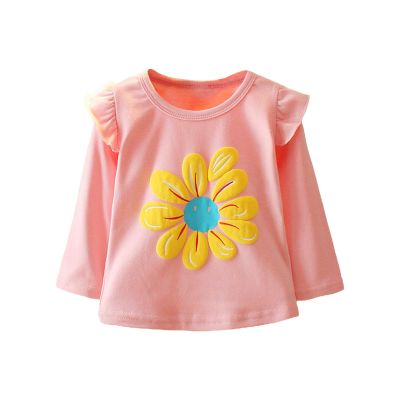 Baby Girls Casual Tops Ruffles Long Sleeve Floral Soft Pullover Sweatshirt Kids Tops T Shirt Spring (Pink, 18-24 Months)