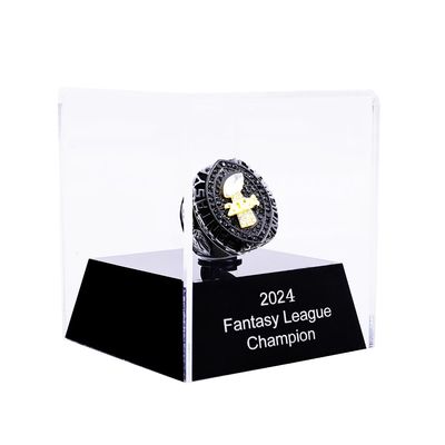 2024 Fantasy Football Championship Trophy Ring | Heavy FFL Champion Ring | Gold Silver Tone Plated Award Trophy for Fantasy Football League Winner (size 10, ring and case together)
