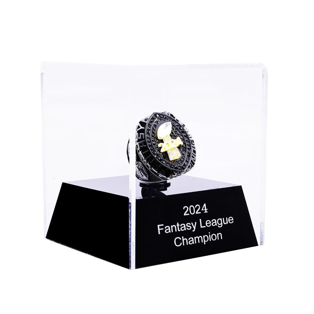 2024 Fantasy Football Championship Trophy Ring | Heavy FFL Champion Ring | Gold Silver Tone Plated Award Trophy for Fantasy Football League Winner (size 10, ring and case together)