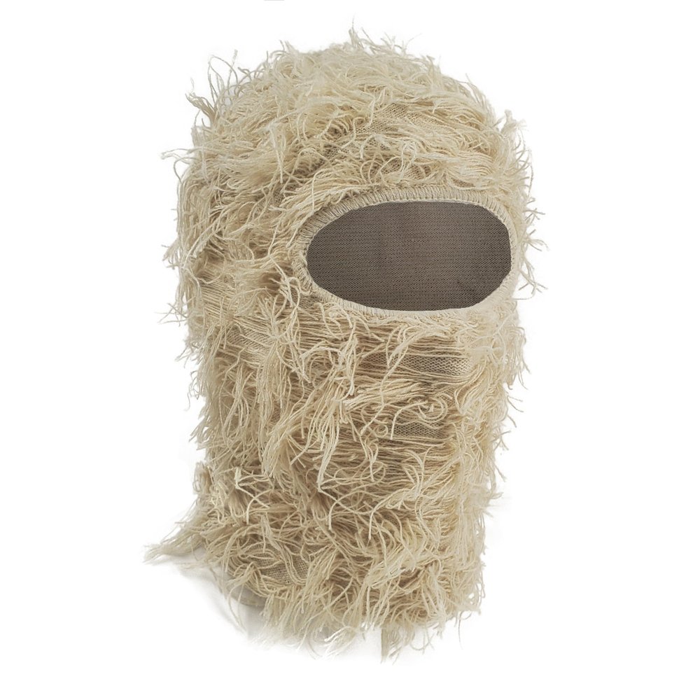 Ezovino Distressed Balaclava Ski Mask, Knitted Full Face Mask for Men/Women Beige