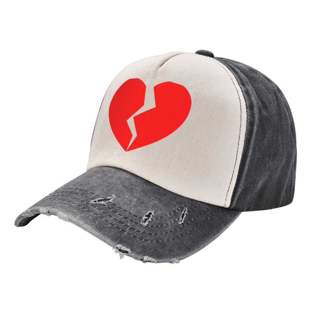 ADTEMP Broken Heart Outdoor Adult Washed Baseball Cap, Cowboy Hat, Travel Hat Black and White