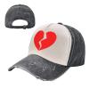 ADTEMP Broken Heart Outdoor Adult Washed Baseball Cap, Cowboy Hat, Travel Hat Black and White view 2