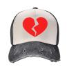 ADTEMP Broken Heart Outdoor Adult Washed Baseball Cap, Cowboy Hat, Travel Hat Black and White view 3