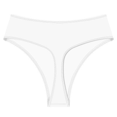 Genfirdom Womens High Waisted Thong Bikini Bottoms Swimsuit Bottoms High Cut Rave Bottoms(WhiteL