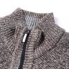 Uillui Mens Full Zipper Cardigan Sweater Flannel Lined Knitted Long Sleeve Cardigans Slim Fit Cable Knit Sweater with Pocket view 2
