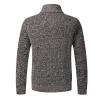 Uillui Mens Full Zipper Cardigan Sweater Flannel Lined Knitted Long Sleeve Cardigans Slim Fit Cable Knit Sweater with Pocket view 4