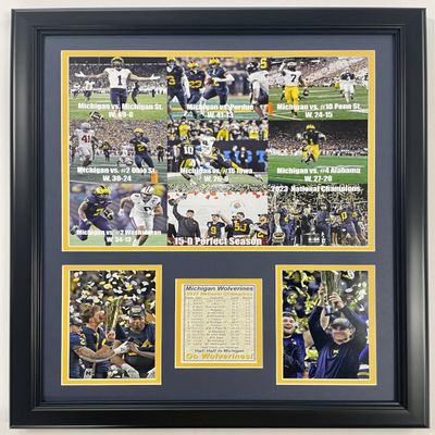 Michigan Football | 2023 CFP National Champions | Framed Double Matted Photo Collages | (Perfect Season, 18"x22")