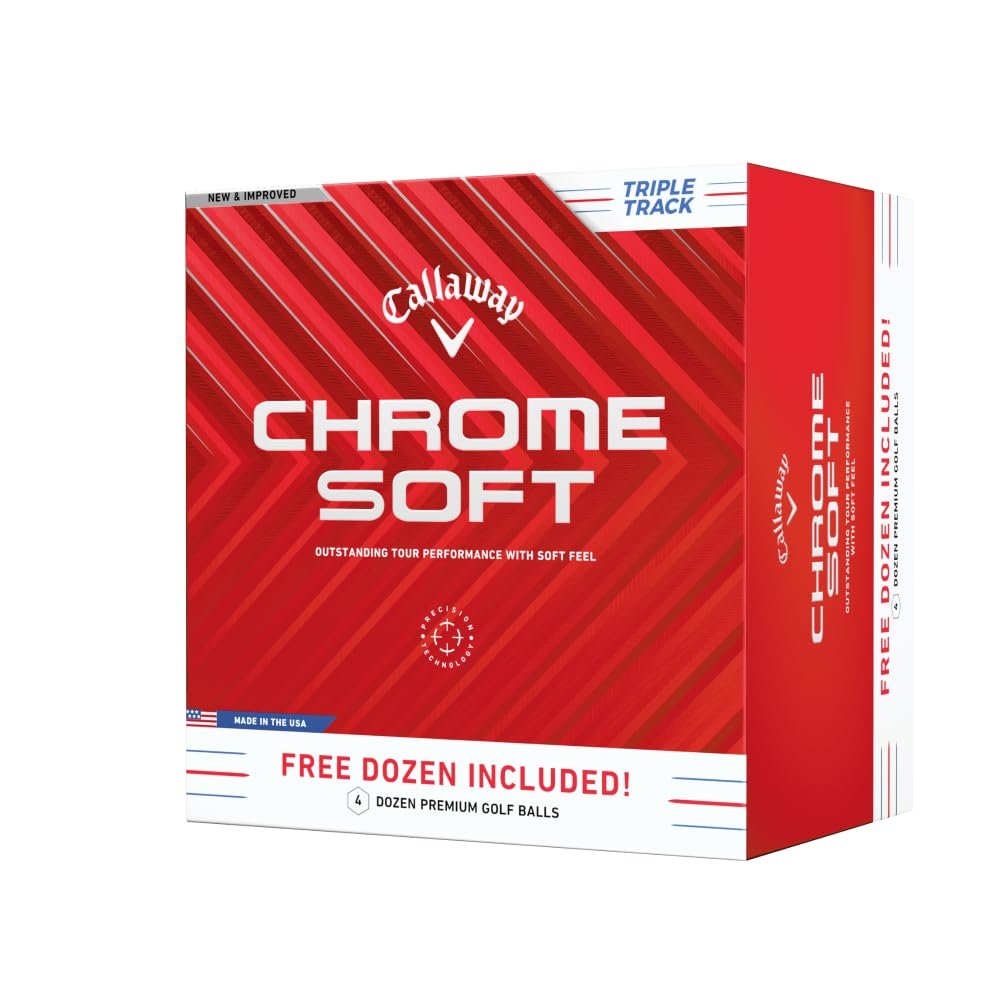 Callaway Golf Chrome Soft 2024 Golf Balls (White, Triple Track (Buy 3 Get 1 Free))