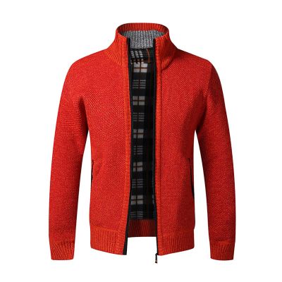 Uillui Mens Full Zipper Cardigan Sweater Flannel Lined Knitted Long Sleeve Cardigans Slim Fit Cable Knit Sweater with Pocket