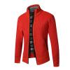 Uillui Mens Full Zipper Cardigan Sweater Flannel Lined Knitted Long Sleeve Cardigans Slim Fit Cable Knit Sweater with Pocket view 2