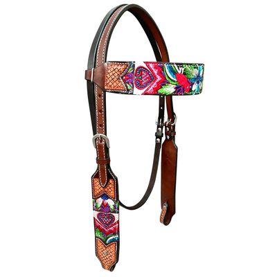 BAR H EQUINE Western Leather Horse Headstall Brown | for Horses