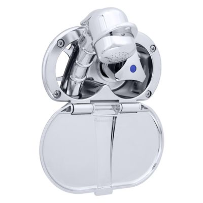 Ambassador Marine Trinidad- Transom Shower (Cold Only), Chrome Cup & Lid, Small Chrome Sprayer, 6' Stainless Steel Hose, Chrome Trinidad Handle - 136-0208-CP-W