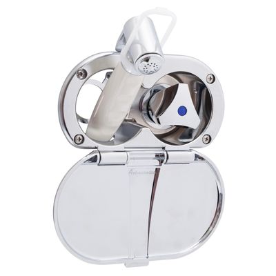 Ambassador Marine Trinidad- Transom Shower (Cold Only), Chrome Cup & Lid, Hammer-Head Warm White Sprayer, 10' White Rubber Hose, Chrome Trinidad Handle - 136-0214-CW-W