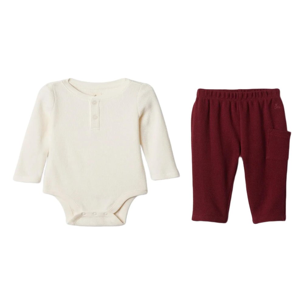 GAP Baby Boys Long Sleeve Thermal Set Ivory Frost 3-6M