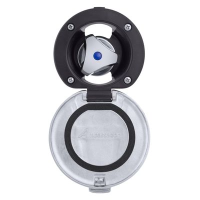 Ambassador Marine Trinidad- Recessed Control Valve (Cold Only), Black Cup with Stainless Steel Lid, Chrome Trinidad Handle - 136-0249-CK-W