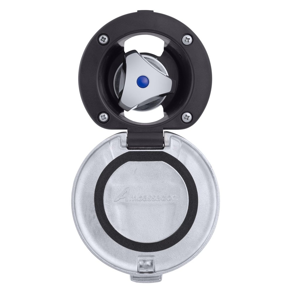 Ambassador Marine Trinidad- Recessed Control Valve (Cold Only), Black Cup with Stainless Steel Lid, Chrome Trinidad Handle - 136-0249-CK-W