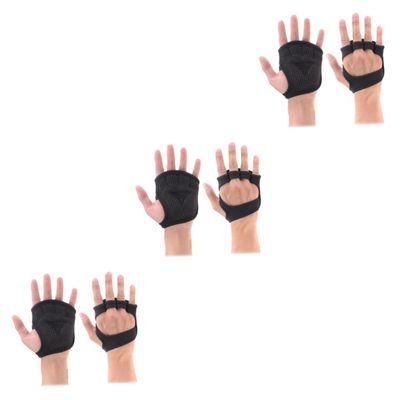 BESPORTBLE 3pcs Ventilated Weightlifting Gloves Non- Palm for Cross Training Breathable Fitness Gloves for Men Women for Weightlifting Pull Ups and Workouts Black