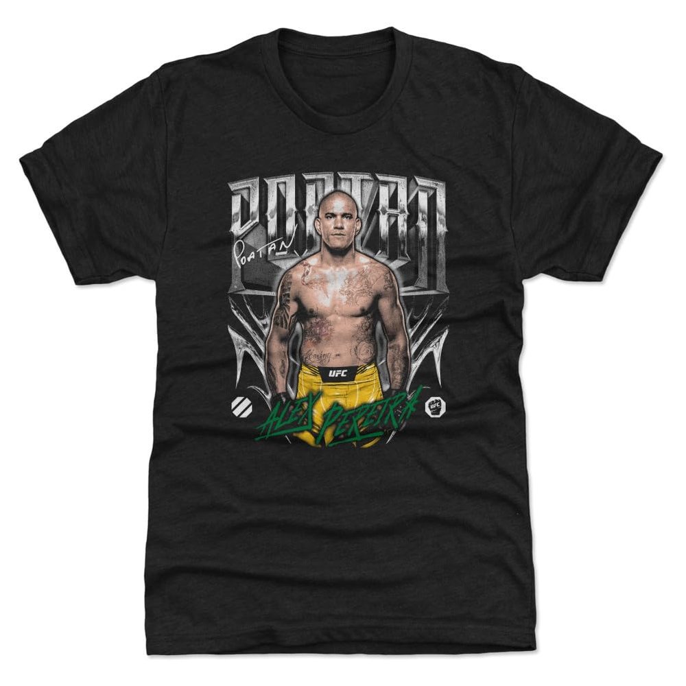 500 LEVEL Alex Pereira UFC Men's Premium T-Shirt (Tri Black, XX-Large) - Alex Pereira Grunge Tone WHT