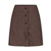 Women's Corduroy Skirts High Waisted A-Line Mini Button Front Skirt with Pockets Casual Elastic Fall Outfits Wrap Skirt Brown view 2