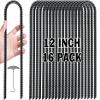 Gtongoko 16 Pack Trampoline Stakes, Trampoline Accessories, 12 Inch Ground Stakes Heavy Duty, Ground Anchors Screw in, Rebar Stakes, High Wind Tent Anchors, Galvanized Steel, U Shaped, Black