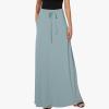 Womens Maxi Skirt Elastic Basic Solid Tie Dye Foldable High Waisted Midi Length Plus Size A-Line Skirts with Pockets Light Blue view 2
