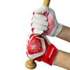 J&S Sporting Spider Grip Baseball Softball Batting Gloves for Mens and Kids (White Red, Medium) view 2