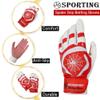 J&S Sporting Spider Grip Baseball Softball Batting Gloves for Mens and Kids (White Red, Medium) view 3