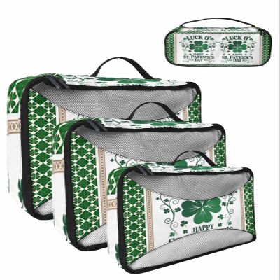 4 Set Packing Cubes for Travel Luggage Organizer Bags St. Patrick's Day Lucky Shamrock Leaves Travel Cubes for Carry on Suitcases Travel Bags Space Saving Travel Accessories (XL, L, M, S)