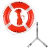 Life Ring 28" Orange Boat Safety Throw Ring with Water Floating Grab Lines Set and Reflective Strips Outdoor Professional Boat Throw Rings Emergency Use Life Rings Buoy with Stainless Steel Bracket view 1