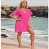 Halife Women's Swimwear Cover Ups V Neck Summer Beachwear Cover Up Shirt Bikini Bathing Suit Beach Dress Hot Pink XXL view 4