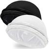Ababalaya 2PCS Adjustable Satin Lined Halo Turban Durag for Men &Women, Sleeping Bonnet, Beanie Hats, PRE-Tied Headwraps for Hair Loss Black/White view 1