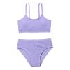 Girl's Spaghetti Strap Solid Color Bikini Bathing Suits 2 Piece Swimsuits Scoop Neck UPF 50+ (Dark Blue, 13-14 Years) view 4