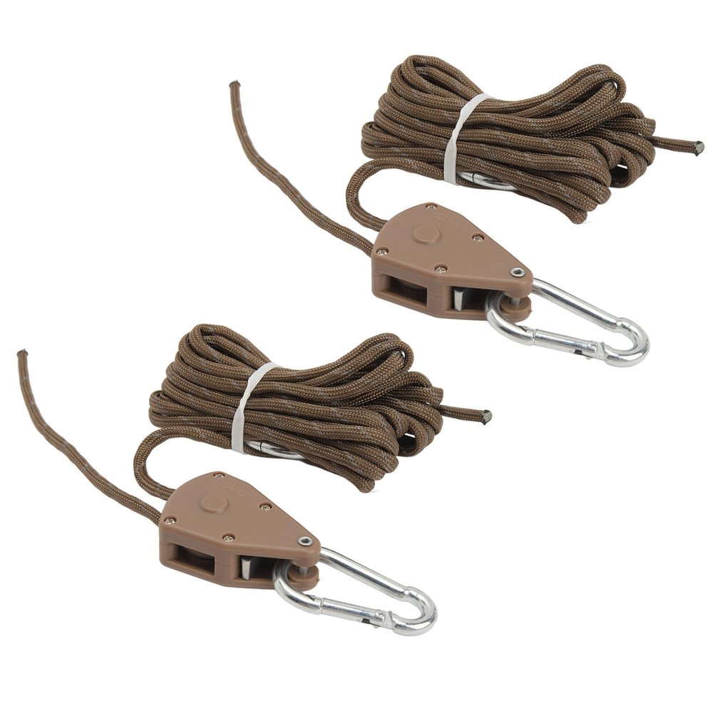 2 Pcs Camping Rope with Ratchet Pulley,4m Quick Setup Outdoor Guy Lines Adjustable Tent Tie Downs Rope Hanger for Tent Tarp Canopy Shelter ()