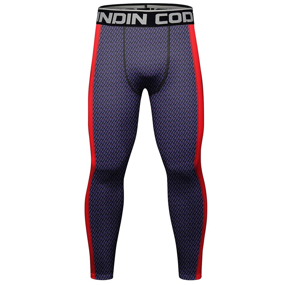 Red Plume Men's Compression Elastic Tight Leggings Sport Warrior Printing Pants