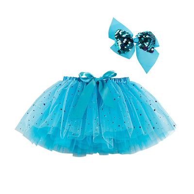 AIMAOMI Tutu for Girls Layer Dress Up Tutu Polka Dot Skirts Ballet Skirts for Dress Birthday Party Christmas (Blue, 5-8 Years)