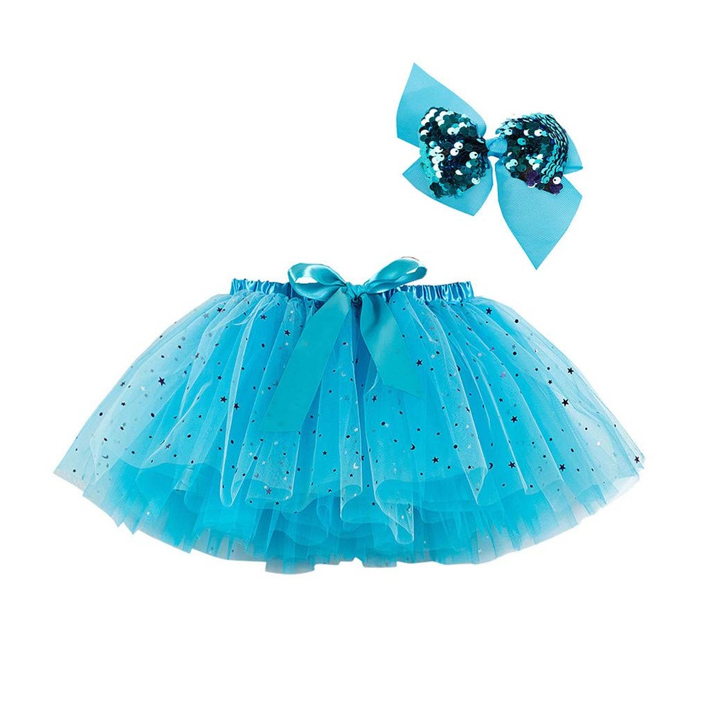 AIMAOMI Tutu for Girls Layer Dress Up Tutu Polka Dot Skirts Ballet Skirts for Dress Birthday Party Christmas (Blue, 5-8 Years)