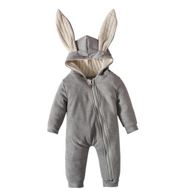 Newborn Girl Clothes Easter Girls Long Sleeve Baby Bunny Costume Winter Baby Bodysuit Crawling Suit (Grey, 12-18 Months)