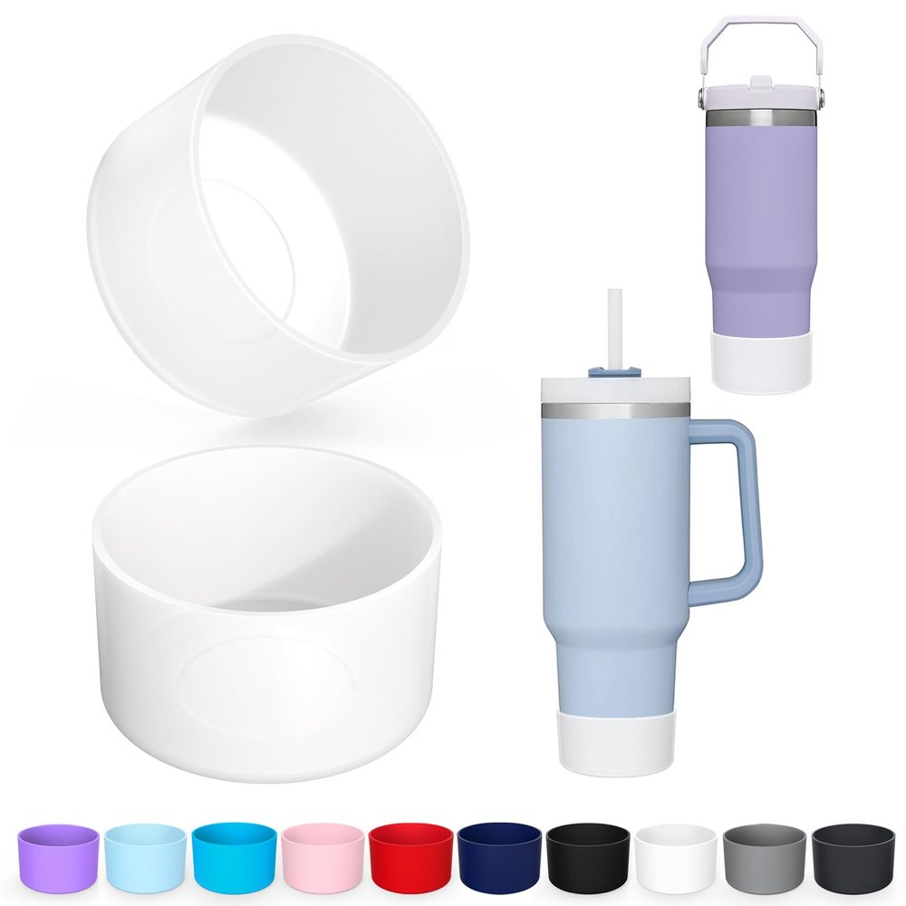 25 Colors Silicone Boot for Stanley 40 oz 30 oz Quencher & IceFlow 20oz 30oz, 2 PCS Protective Tumbler Cup Boot Sleeve Water Bottle Accessories, BPA-Free Anti-Slip Bottom Cover, Dishwasher Safe