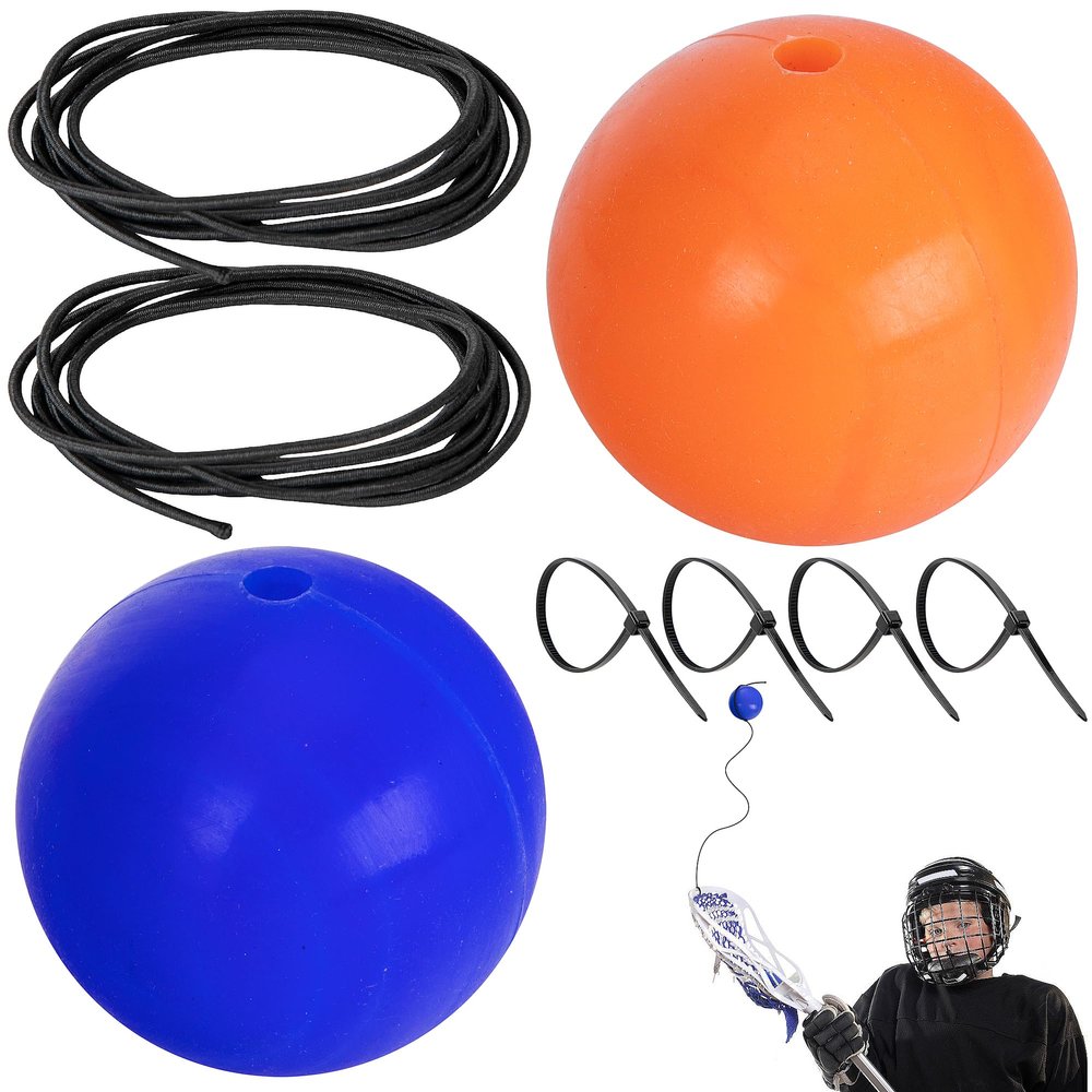 RunNico 2 Pack Lacrosse Training Ball With Ropes and Cable Ties - Training Equipment and Rebounders for Youth Fits All Sticks