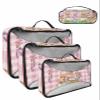 4 Set Packing Cubes for Travel Luggage Organizer Bags Happy Easter Cute Rabbit Easter Bunny Eggs Spring Flowers Pink Checkered Travel Cubes for Carry on Suitcases Travel Accessories(XL,L,M,S)