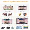 4 Set Packing Cubes for Travel Luggage Organizer Bags Happy Easter Cute Rabbit Easter Bunny Eggs Spring Flowers Pink Checkered Travel Cubes for Carry on Suitcases Travel Accessories(XL,L,M,S) view 4