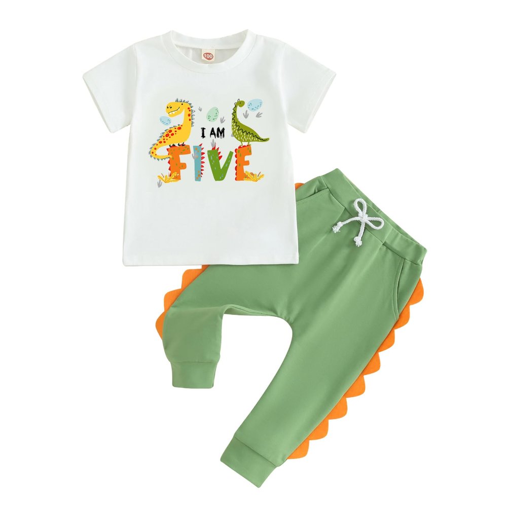 5th Birthday Boy Outfit Five Years Old Dinosaur Clothes Baby Boys Fifth Birthday Outfits