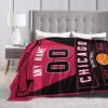 NineFit Basics Custom Throw Blankets for Bed Fans Gift for Men Summer Winter Fleece Blanket Basketball Name & Number, 30""x40"", 50""x60"", 60""x80"", B,chicago view 4