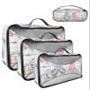 4 Set Packing Cubes for Travel Luggage Organizer Bags Easter Eggs Spring Plants Flowers Gnome White Wood Grain Travel Cubes for Carry on Suitcases Travel Bags Travel Accessories (XL, L, M, S) view 1