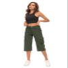 Moosehill Women's Cargo Capris Pants: Lightweight Hiking Travel Pants with 6 Pockets Water Resistant Summer Outdoor (Olive Green,6) view 2