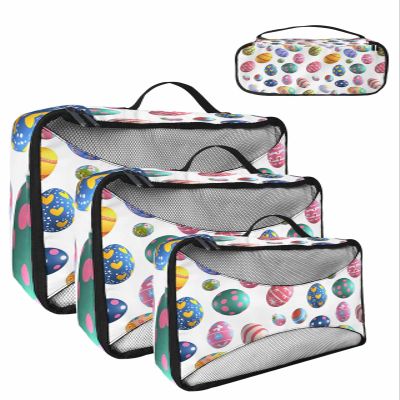 4 Set Packing Cubes for Travel Luggage Organizer Bags Colorful Easter Eggs Decorations Travel Cubes for Carry on Suitcases Travel Bags Space Saving Travel Accessories (XL, L, M, S)