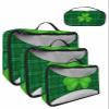 4 Set Packing Cubes for Travel Luggage Organizer Bags St. Patrick's Day Green Shamrock Clover on Plaid Travel Cubes for Carry on Suitcases Travel Bags Space Saving Travel Accessories (XL, L, M, S) view 1