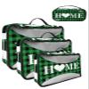 4 Set Packing Cubes for Travel Luggage Organizer Bags Merry Christmas Love Home Text Green Plaid Travel Cubes for Carry on Suitcases Travel Bags Space Saving Travel Accessories (XL, L, M, S) view 1