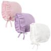 Bamery Lovely Baby Girl Hospital Hat Soft Cotton Newborn Beanie Winter Baby Hats for Infant Girls (M, White+Pink+Purple) view 1